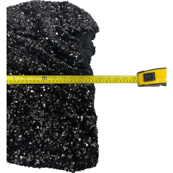 Zara Women Mini Dress XS Black Sequin Halter Party Cocktail 9808/574 NWOT - Picture 10 of 11